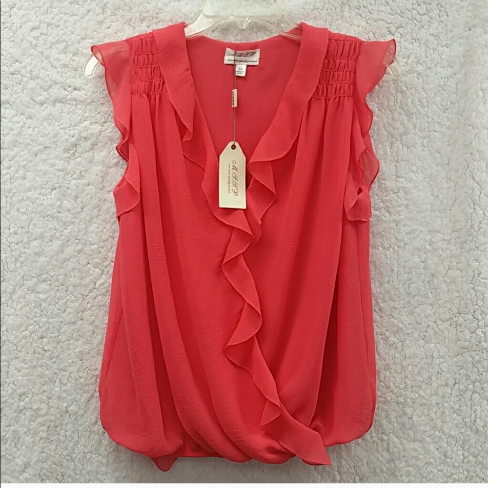 Max studio Ruffle cross chest chiffon blou…